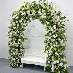Janji kualitas terbaik dekorasi pesta acara pernikahan lengkungan bunga mawar putih hijau dan putih - Product Image 2