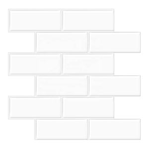 Peel and <strong>Stick</strong> Pule <strong>White</strong> Self Adhesive 3d Mosaic Kitchen Thicker Upgrade Wall <strong>Tile</strong> Waterproof and Removable - Product Image 1