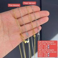 Collier chaîne à maillons rectangulaires en or massif 18 carats AU750, fabrication italienne, version fine et épaisse, bijoux en gros pour pendentifs 45-50 cm