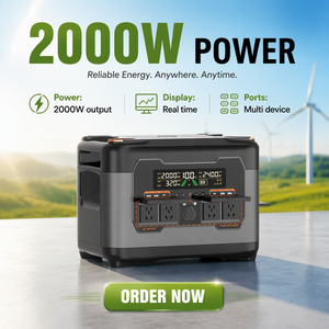 สถานีพลังงานแสงอาทิตย์ 2400W พร้อมระบบสำรองไฟ (UPS) 4 ช่องจ่ายไฟ AC ช่อง USB-C PD คู่ หน้าจอ LCD สำหรับใช้ในบ้าน สำรองไฟฉุกเฉิน ตั้งแคมป์ ใช้งานแบบออฟกริด - Product Image 1