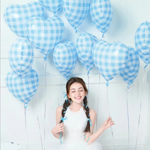 18 pouces en forme de coeur grille aluminium <span class=keywords><strong>film</strong></span> ballons mariage anniversaire photographie fête décoration Plaid amour feuille ballons - Product Image 5