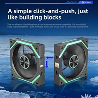 Ventilateur de refroidissement liquide ultra-silencieux haute vitesse Ice Chain V2 pour blocs de construction, raccordement sans fil, contrôle de température ARGB, 12 cm