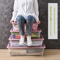 Caja de Almacenamiento Transparente Rectangular con Ruedas, Diseño Moderno y Minimalista con Poleas, Organizador de Ropa, Juguetes y Ropa Interior, Tamaño Grande