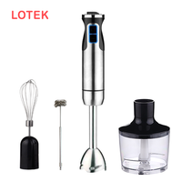Mixeur Plongeant Électrique Multifonctionnel avec Commande par Bouton Poussoir, Lames en Acier Inoxydable, 12 Vitesses Variables