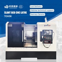 Torno CNC de Cama Inclinada de Alta Calidad TCK50 220V con Sistema de Control GSK Fanuc