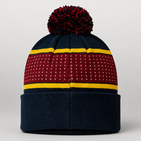 Bonnet en tricot 100 % acrylique personnalisé avec logo jacquard, idéal pour l'hiver, les clubs de football, les équipes de hockey et le ski