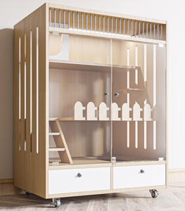 <span class=keywords><strong>Jaula</strong></span> grande para gatos de dos pisos, gabinete de hierro sólido de espacio libre para el hogar, bandeja de Villa, botón a presión, bandeja de plástico fácil de usar, embalaje - Product Image 5