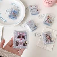 Mini album transparent mignon motif ange pour cartes de 2 pouces, porte-clés Purikura et porte-photo d'identité, breloque de rangement pour photocartes pour les fans de K-Pop