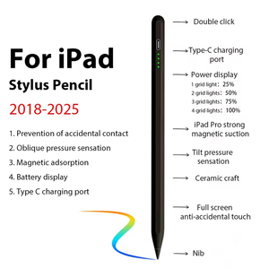 ปากกาสไตลัสไล่เฉดสีสำหรับ iPad พร้อมไฟ LED แสดงสถานะ หัวปากกาเปลี่ยนได้ ชาร์จซ้ำได้ ไม่มีอาการหน่วง ปากกาแบบ Capacitive สำหรับวาดภาพและจดบันทึก - Product Image 2