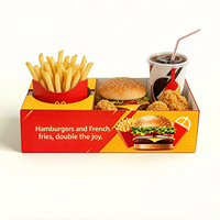 Caja para Hamburguesas Multifuncional de Cartón Ecológico con Personalización de Fábrica, Laminación Mate, para Bebidas y Papas Fritas