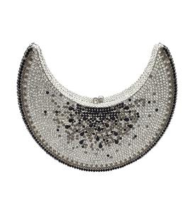 Sac de soirée élégant pour femme en cristal de lune, magnifique pochette en forme de croissant ornée de strass, sac à main original pour mariée et mariage - Product Image 5