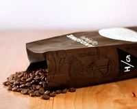Pochette à fond plat en papier kraft personnalisé, pochette de grains de café, pochette à café avec valve d'air, pièces