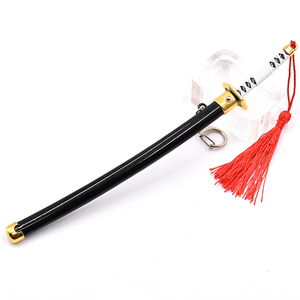 Anime personnalisé <span class=keywords><strong>démon</strong></span> Slaye soleil couteau <span class=keywords><strong>Katana</strong></span> métal artisanat noir épée porte-clés cadeau jouet décoration 22 cm bouton d'éjection en Stock - Product Image 5