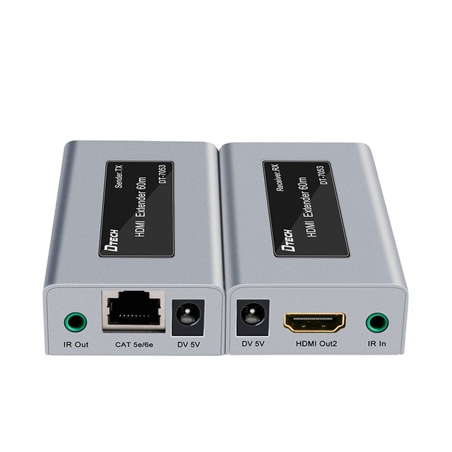 Dtech Hot Selling Over Cat5e/6e Speed 60m 1080p@60hz HDMI Extender 60m With IR for Computer