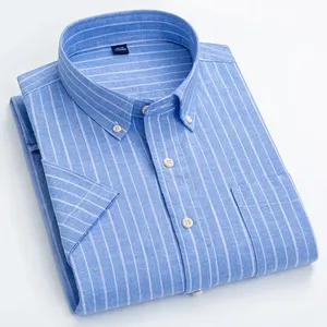 New in <strong>Shirt</strong> Summer Plaid Short Sleeve <strong>Shirts</strong> <strong>for</strong> <strong>Man</strong> Slim Fit <strong>Linen</strong> Cotton Elegant Clothes - Product Image 6