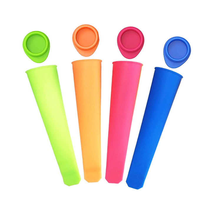 Цветные многоразовые сжимаемые пищевые силиконовые формы для приготовления мороженого с крышками