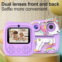 Appareil photo pour enfants Licorne avec écran HD 2,4'', lumière d'appoint intégrée, filtre, jeux, lecteur MP3, imprimante photo – Cadeau d'anniversaire et de Noël