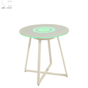 Table basse avec haut-parleur et éclairage, son LED, pour Home cinéma, Table en verre trempé, pieds en fer mat, commande tactile <span class=keywords><strong>HiFi</strong></span> - Product Image 4