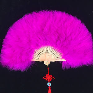 Dance Wedding Accessory Large <strong>Ostrich</strong> <strong>Feather</strong> Hand Fan White Flapper Folding Fan - Product Image 1