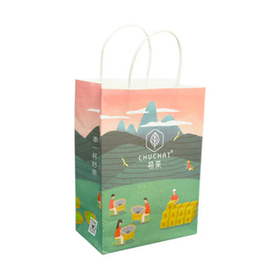 En gros Personnalisé Imprimé Votre Propre Logo <span class=keywords><strong>Kraft</strong></span> Brun <span class=keywords><strong>Blanc</strong></span> Artisanat Cadeau Shopping Sac En Papier Avec Poignées En Ruban - Product Image 1