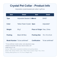Collier pour chien à perles effet cristal, réglable avec boucle dorée, emballé dans une boîte cadeau, design tendance pour chiens de petite et moyenne taille, fabriqué en Chine