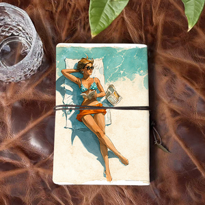 Cuaderno A6 hecho a mano <span class=keywords><strong>para</strong></span> oficina, aspecto Vintage, hoja suelta de Metal, 80 hojas, cierre de correa, colgante de Metal con <span class=keywords><strong>Bikini</strong></span> <span class=keywords><strong>para</strong></span> mujer, libro cantado - Product Image 3