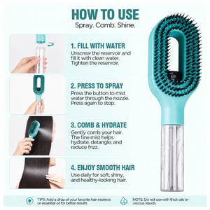 <span class=keywords><strong>Brosse</strong></span> à <span class=keywords><strong>cheveux</strong></span> 2-en-1 avec pulvérisateur d'eau, <span class=keywords><strong>brosse</strong></span> à poils de sanglier et nylon <span class=keywords><strong>pour</strong></span> une hydratation fine et une chevelure lisse sans frisottis - Product Image 6