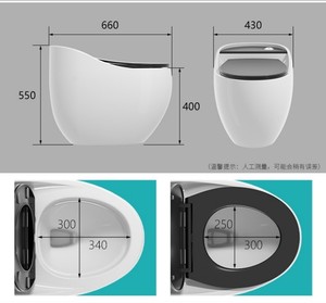 <span class=keywords><strong>WC</strong></span> en céramique KD-20CTB au design <span class=keywords><strong>vintage</strong></span> noir et blanc, sanitaires de Chaozhou, toilette en forme d'œuf à poser au sol - Product Image 3