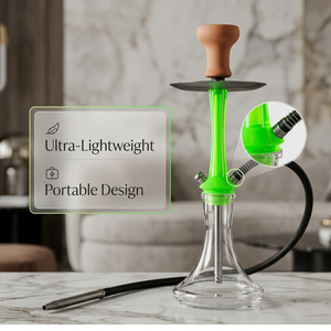 Chicha de voyage en polycarbonate acrylique vert citron inodore, avec <span class=keywords><strong>tige</strong></span> résiliente en acier inoxydable anti-ternissement - Product Image 1
