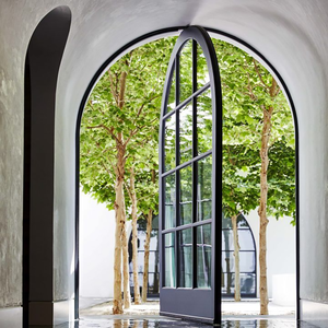 Porte pivotante en verre et aluminium sur mesure pour l'entrée extérieure des hôtels modernes, des villas et des centres commerciaux, avec fonction coupe-vent - Product Image 5