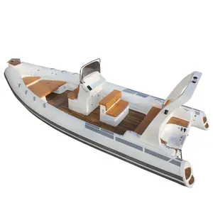 CE 25ft RIB Boat 760 Rigid Fiberglass Hull Inflatable Hypalon RIB Boat With Outboard Engine For Fishing