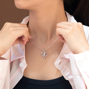 크리스탈 목걸이 S925 스털링 실버 도금 925 스털링 실버 크리스탈 러브 하트 매듭 모양 다이아몬드 펜던트 목걸이 - Product Image 1