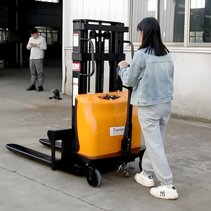 Envío gratis altura de elevación 1,6 M 2M apilador semi eléctrico carretilla elevadora apilador de paletas para la venta - Product Image 5