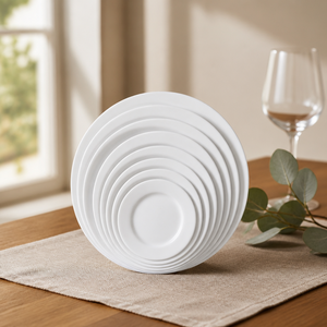 Assiettes plates en <span class=keywords><strong>porcelaine</strong></span> blanche pure <span class=keywords><strong>de</strong></span> 10 pouces, en céramique émaillée, personnalisables, en gros, écologiques, modernes, pour cadeaux promotionnels OEM - Product Image 1