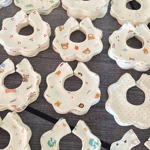 <b>Comfort</b> Focused <b>Baby</b> Care Product Flower Shaped Muslin Cotton Bibs Double Layer Ultra Soft Absorbent for Newborn - Product Image 1