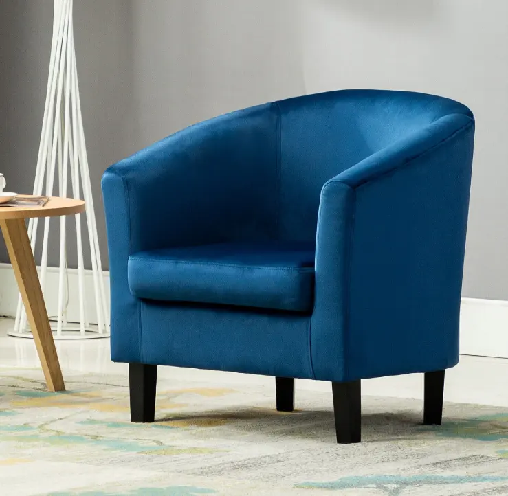 Lieferanten Antik Blue Velvet Tub Chair Bankett Armlehne Lounge Chair für den Innenbereich