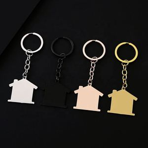 Personalized <b>Customization</b> Laser Engraving logo Printing Stainless Steel Photo House Shape Home Blank Material Metal <b>Keychain</b> - Product Image 1