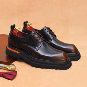 Nouvelle Tendance – Chaussures Homme en Cuir Véritable Brillant, Style Britannique Sportif Décontracté, à Enfiler, Légères, Antidérapantes et Respirantes pour l'Automne - Product Image 2