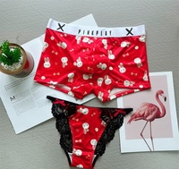 Ensemble de sous-vêtements assortis pour couple, caleçons pour homme et string pour femme avec imprimé lapin, rouge, cadeau du Nouvel An lunaire