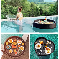 Vente en gros de plateau de piscine à cœur flottant en rotin de haute qualité tissé à la main pour hôtel plage eau service extérieur