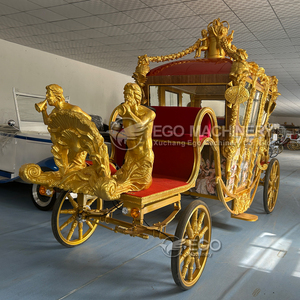 Carrosse de Mariage Électrique de Luxe Doré à la Française avec Sculpture de Cheval, Idéal pour les Visites Touristiques - Product Image 3