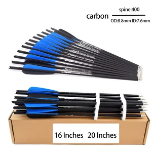 Flèches en carbone, Palette de balles de ballet bleues, 400, 16 ou 20 pouces, pour la chasse au tir à l'arc