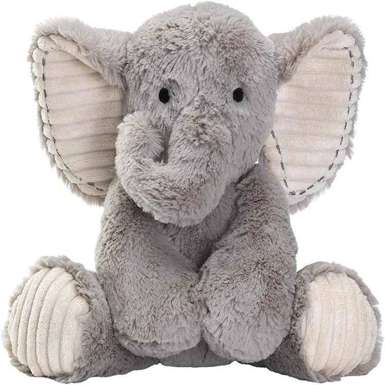 Custom Creative Grey Elephant Plush Toy Wholesale Stuffed Short Plush Fabric Soft Toy Plush Stuffed Elephant