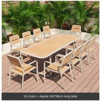 Ensemble de table et chaises d'extérieur en alliage d'aluminium moderne, coussin imperméable, meubles de jardin en bois de pin pour patio, cour