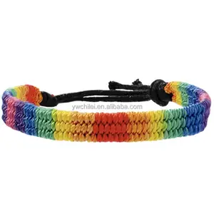 Pulsera LGBTQ de cuerda trenzada para amigas Gay, ajustable, hecha a mano