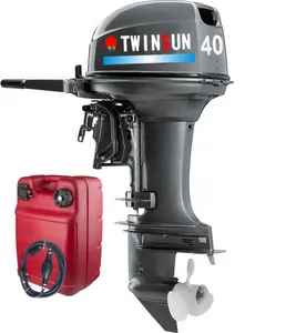 TWINSUN 40HP Mesin Tempel Motor 2 Tak, Mesin Tempel Poros Panjang untuk Kapal 40HP Motor Kapal 40HP E40XMHL Mesin Perahu