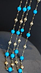 Collier en or jaune 18 carats Xinfly avec turquoise naturelle américaine, chaîne de bijoux fins, vente en gros, idée cadeau parfaite - Product Image 3