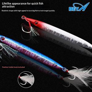 Appât de pêche <span class=keywords><strong>BEYA</strong></span> pour maquereau, coulant rapidement, 40g 60g 80g, pour pêche à longue portée, Golden Gun, petit appât rouge - Product Image 4