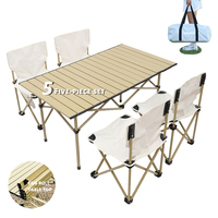 Ensemble de 5 pièces : Chaise pliante en fer et table de salle à manger, avec sac de transport – Mobilier d'extérieur moderne, portable pour camping, salle de sport en plein air, plage et voyage