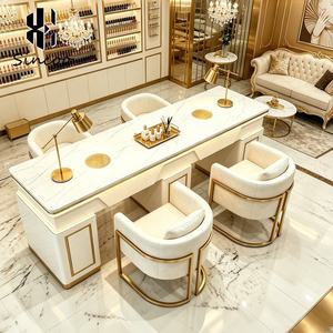 Manufacturer Manicure Marble <b>Nail</b> Salon Tables With Light <b>Nail</b> Art Station Table <b>Desk</b> Mesa De Manicura with Dust Collector - Product Image 2